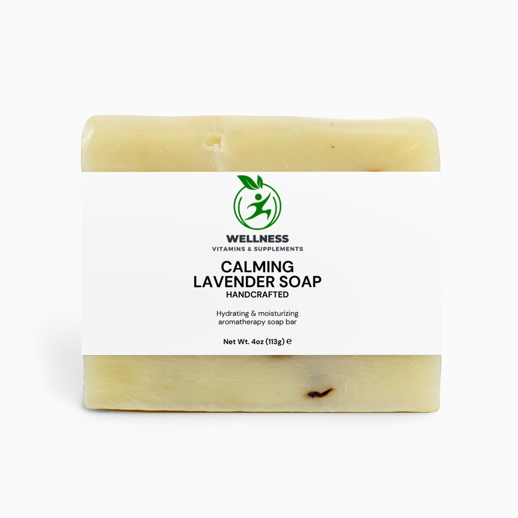 A beautifully crafted Calming Lavender Soap bar with lavender flowers beside it, symbolizing relaxation and gentle skincare.