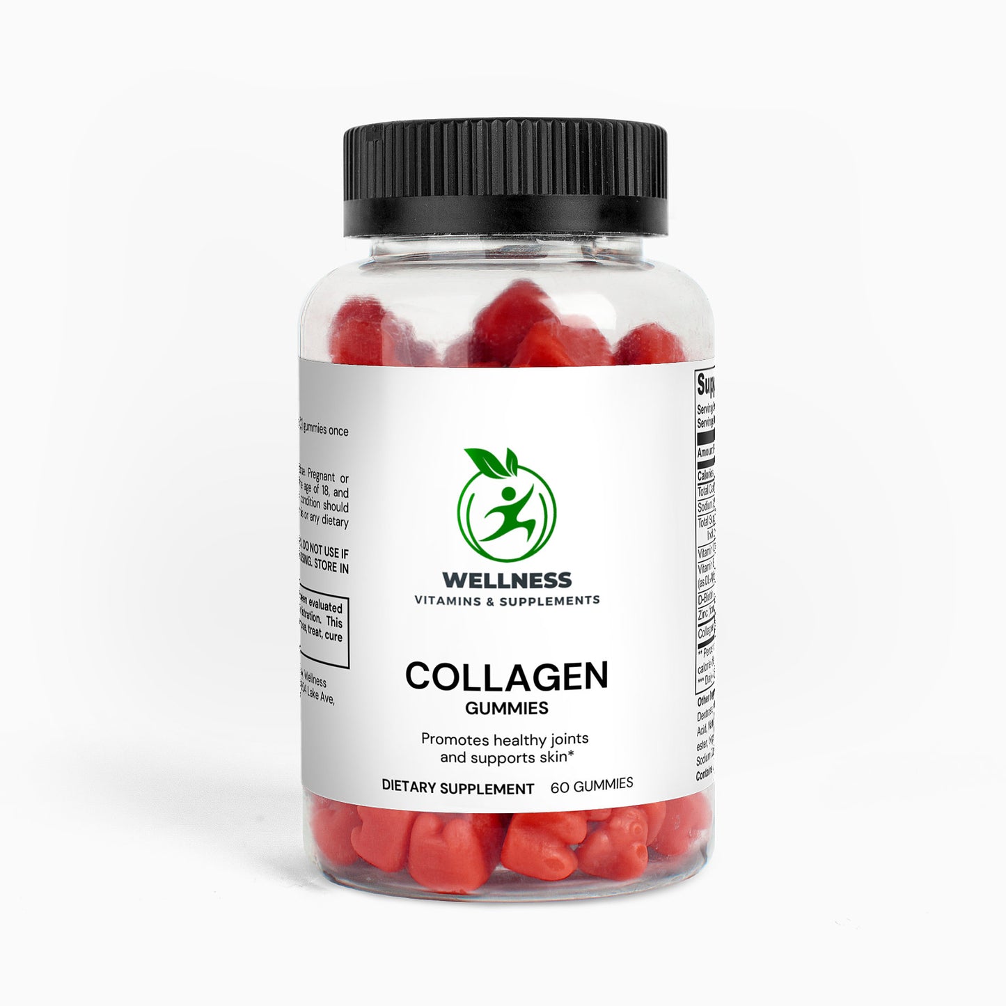A bottle of Collagen Gummies with vibrant fruit flavors, symbolizing beauty, hydration, and joint support.