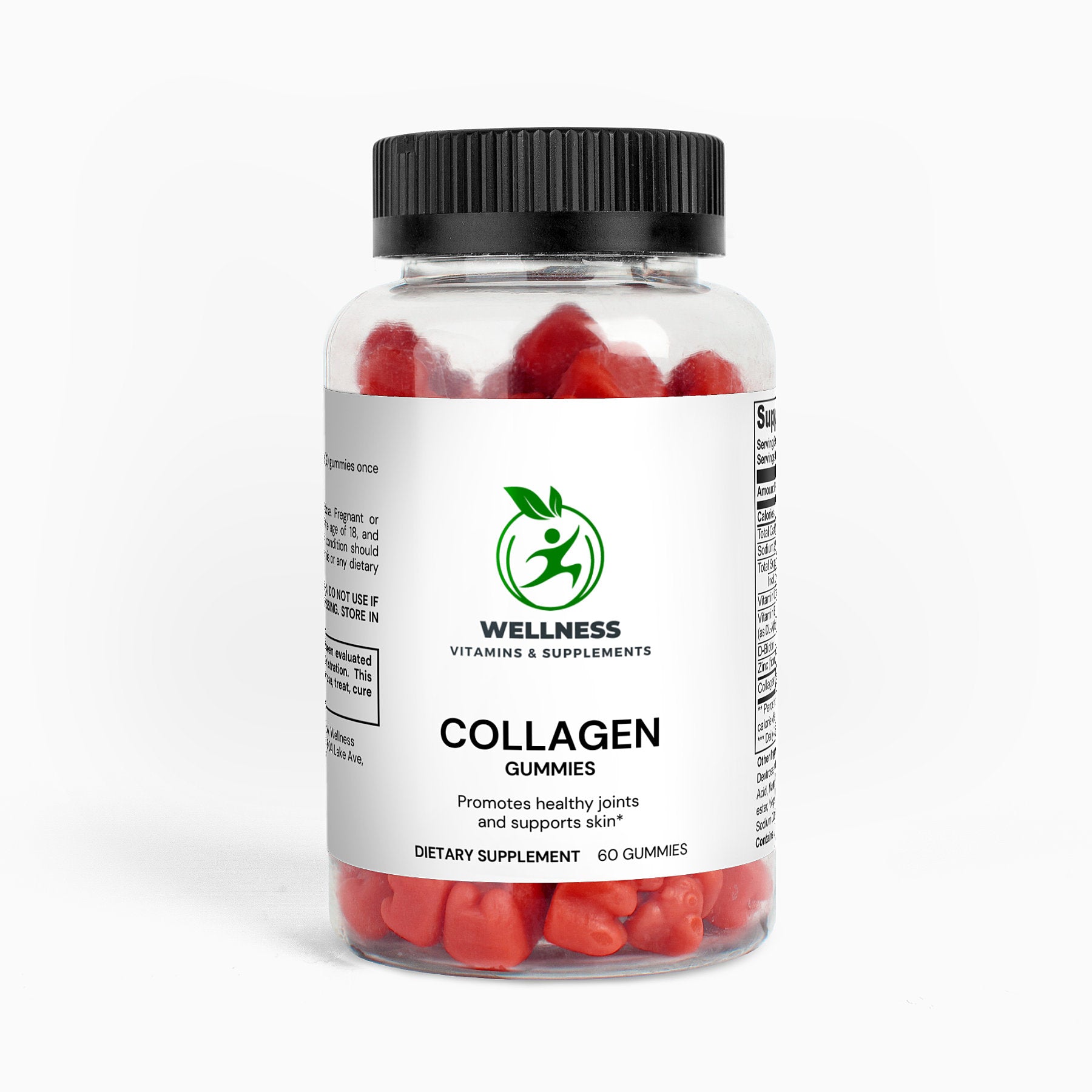 A bottle of Collagen Gummies with vibrant fruit flavors, symbolizing beauty, hydration, and joint support.