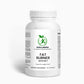 A bottle of Fat Burner with MCT capsules next to coconut and fitness-related items, symbolizing metabolism support and energy boost.

