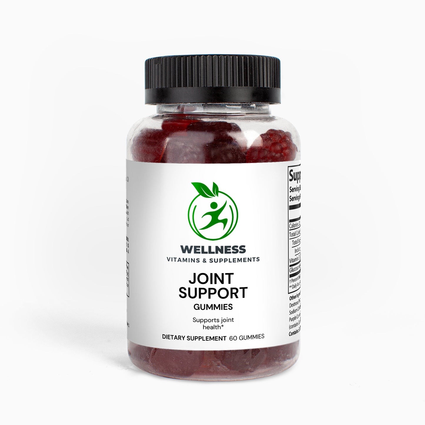 A bottle of Joint Support Gummies next to a pair of running shoes, highlighting joint mobility and flexibility benefits.

