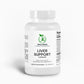 A bottle of Liver Support capsules next to fresh milk thistle and dandelion root, highlighting natural liver detox benefits.

