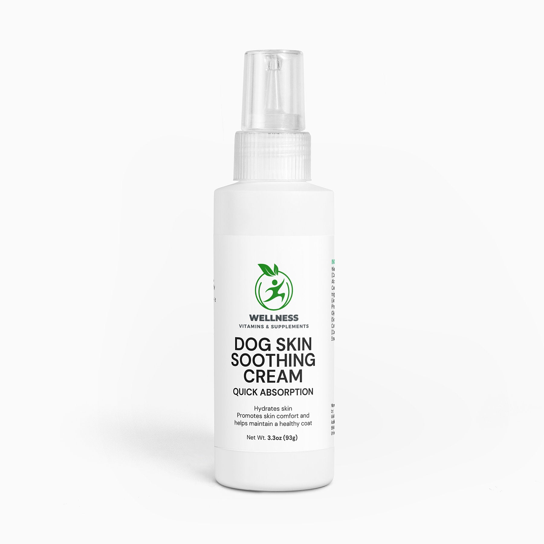 A jar of Dog Skin Soothing Cream next to a relaxed dog, highlighting relief from dry and irritated skin.

