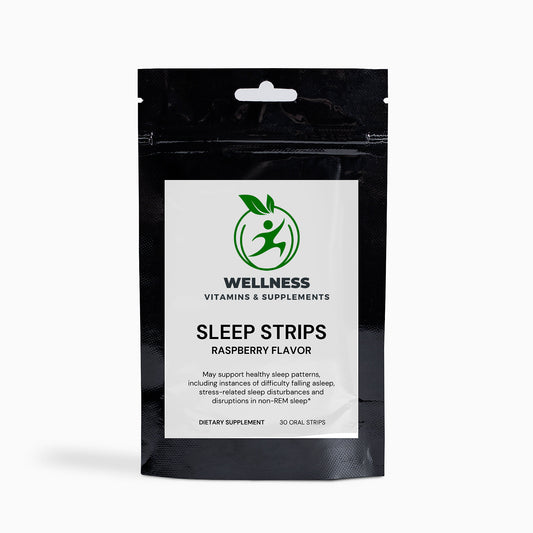 A pack of fast-dissolving Sleep Strips infused with melatonin and natural sleep aids for quick and restful sleep.