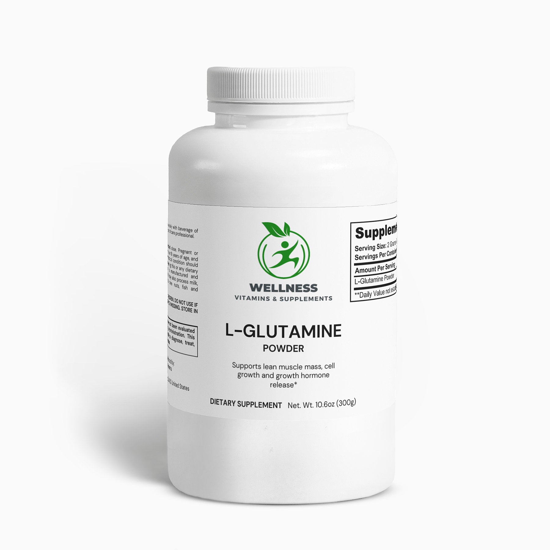 A scoop of L-Glutamine Powder next to a glass of water and workout essentials, highlighting its muscle recovery and gut health benefits.

