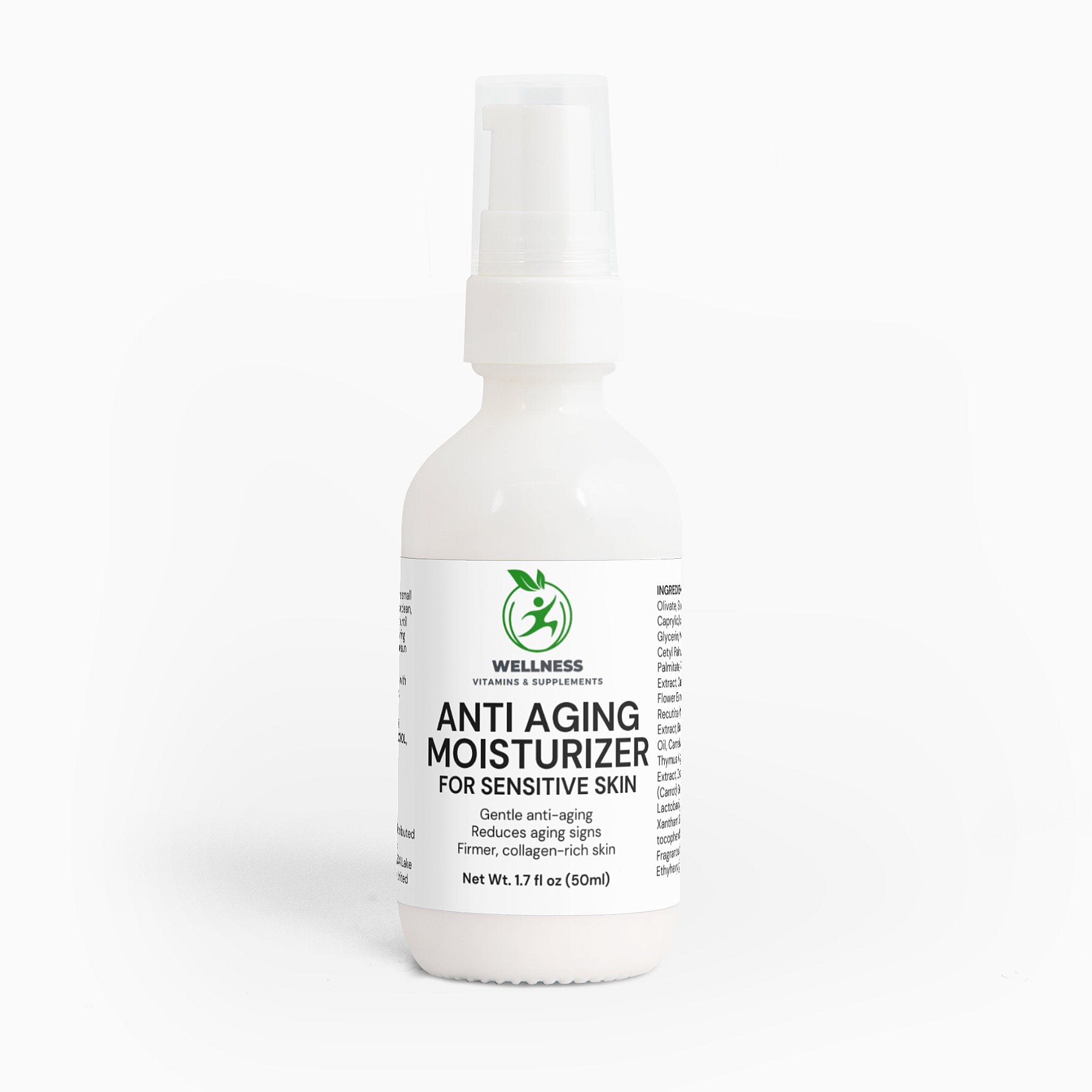 A sleek jar of Anti-Aging Moisturizer for Sensitive Skin with a smooth, creamy texture, symbolizing hydration and wrinkle reduction.